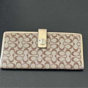 Coach Brown and Cream Signature Wallet